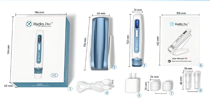 Hydra pen H5 Microneedle Importer 4-pole microcurrent for lifting, 6-depth levels, smart LED display,Microneedling at home