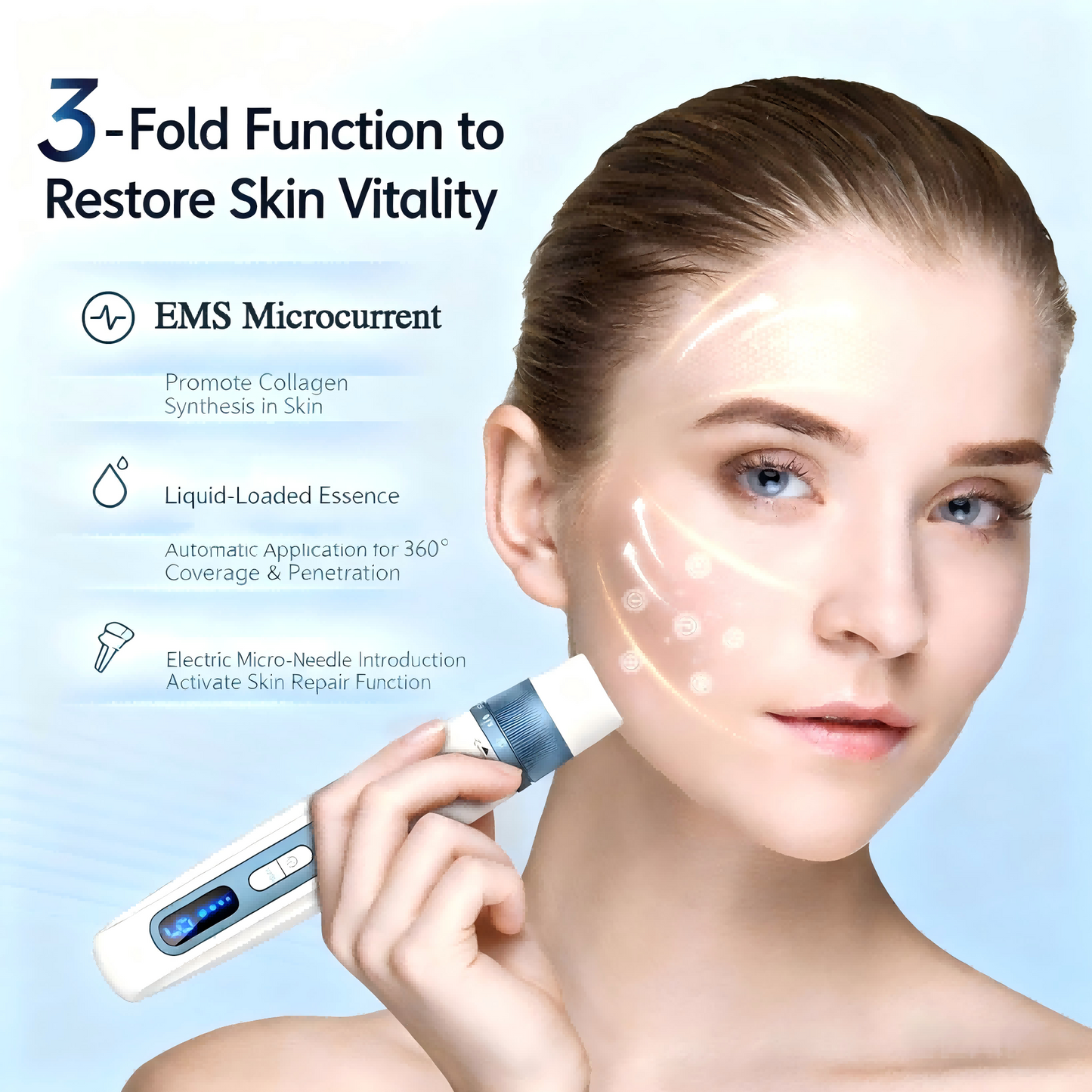 Hydra pen H5 Microneedle Importer 4-pole microcurrent for lifting, 6-depth levels, smart LED display,Microneedling at home